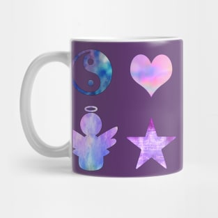 Ying Yang, Love Heart, Star & Angel Symbols Mug